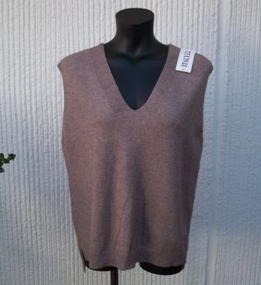 Stickad Slipover Väst Gråbrun Taupe