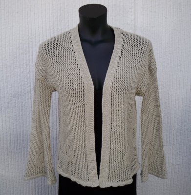 Beige Stickad Bomullskofta