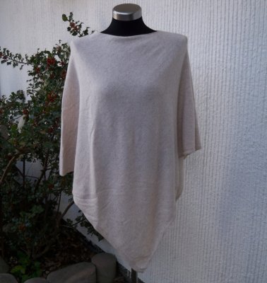 Beige Poncho Ull-Kashmir Mix