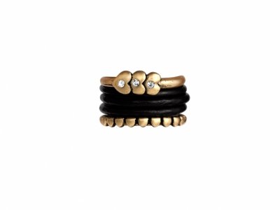 Ring KELLY Svart läder/Guld. Dansk Smykkekunst