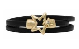 Svart Läderarmband Med Gulddetalj ISSEY Dansk Smykkekunst