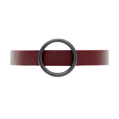 Vinrött Läderarmband Med Hematitdetalj THORDIS RING Dansk Smykkekunst