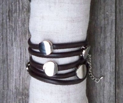 Mörkbrunt Läderarmband Rundel OCK Sweden