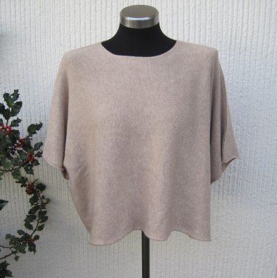 Mullvadsbeige Kort Ponchotröja Med Halvlång Ärm