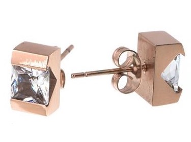 Stålörhängen Rosé med sten. Lotta Design of Sweden