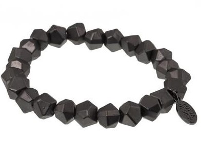 Elastiskt armband Grå metallpärlor. Lotta Design