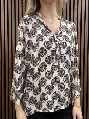 Gemini - Wilda Mönstrad Blus Beige Svart